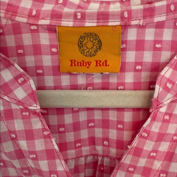 Ruby Rd. Pink Gingham Blouse Size XL - Picture 2 of 6